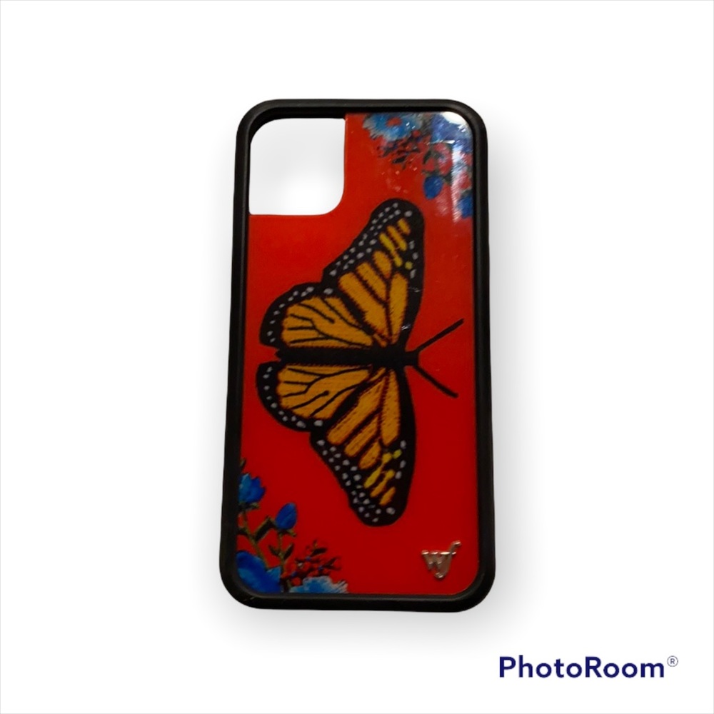 Wildflower I Phone 11 Case. Red with Butterfly.